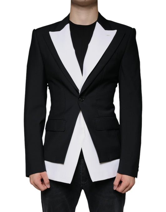 Dolce & Gabbana Black White Single Breasted Dress Blazer Dolce & Gabbana