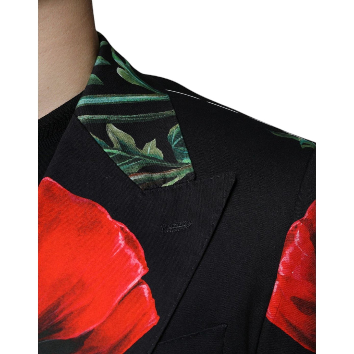 Dolce & Gabbana Black Floral Double Breasted Dress Blazer Dolce & Gabbana