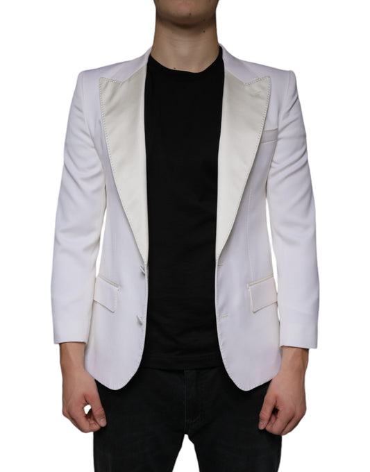 Dolce & Gabbana Off White Wool Single Breasted Dress Blazer Dolce & Gabbana