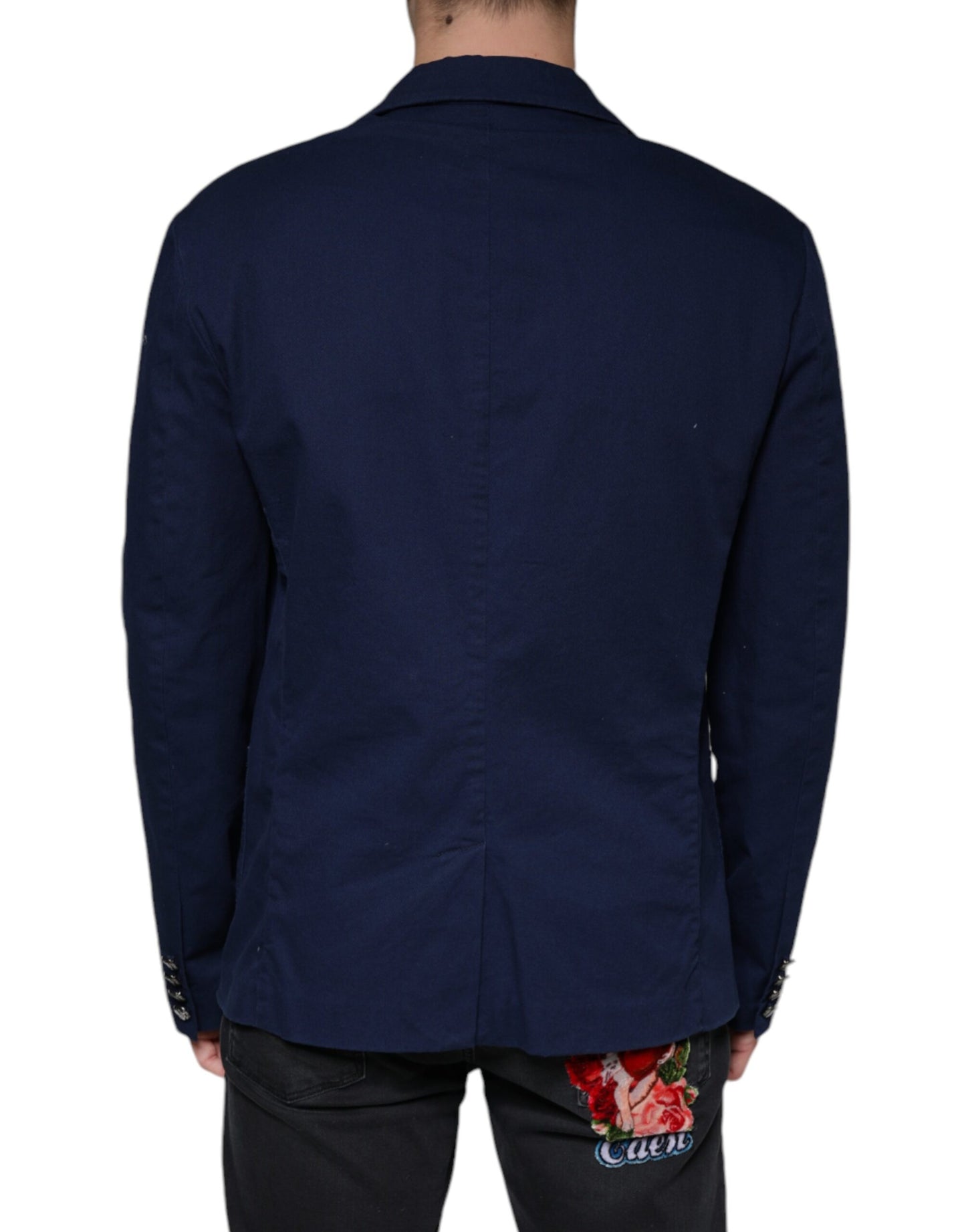 Dolce & Gabbana Blue Notch Single Breasted Dress Coat Blazer Dolce & Gabbana