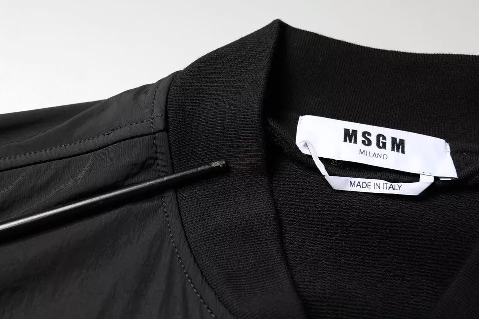 MSGM Black Cotton Full Zip Bomber Long Sleeves Jacket MSGM