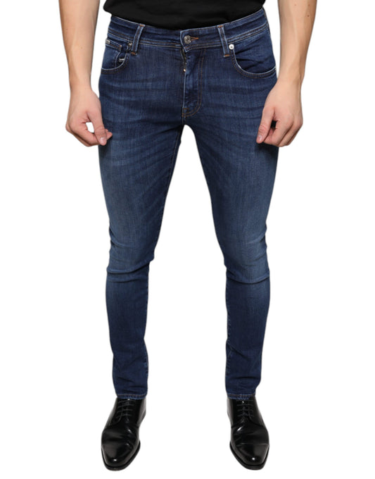 Dolce & Gabbana Dark Blue Cotton Stretch Skinny Denim Jeans Dolce & Gabbana