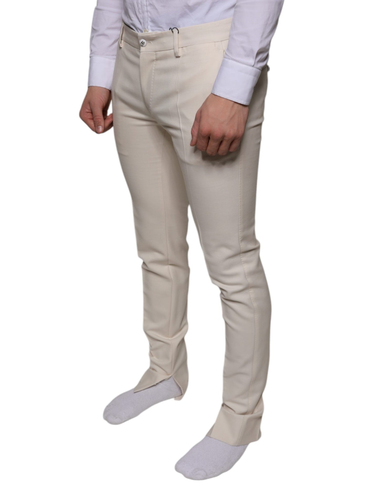 Dolce & Gabbana Off White Chino Wool Skinny Pants Dolce & Gabbana