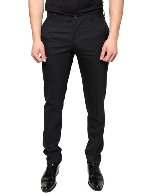 Dolce & Gabbana Black Wool Skinny Men Dress Pants Dolce & Gabbana