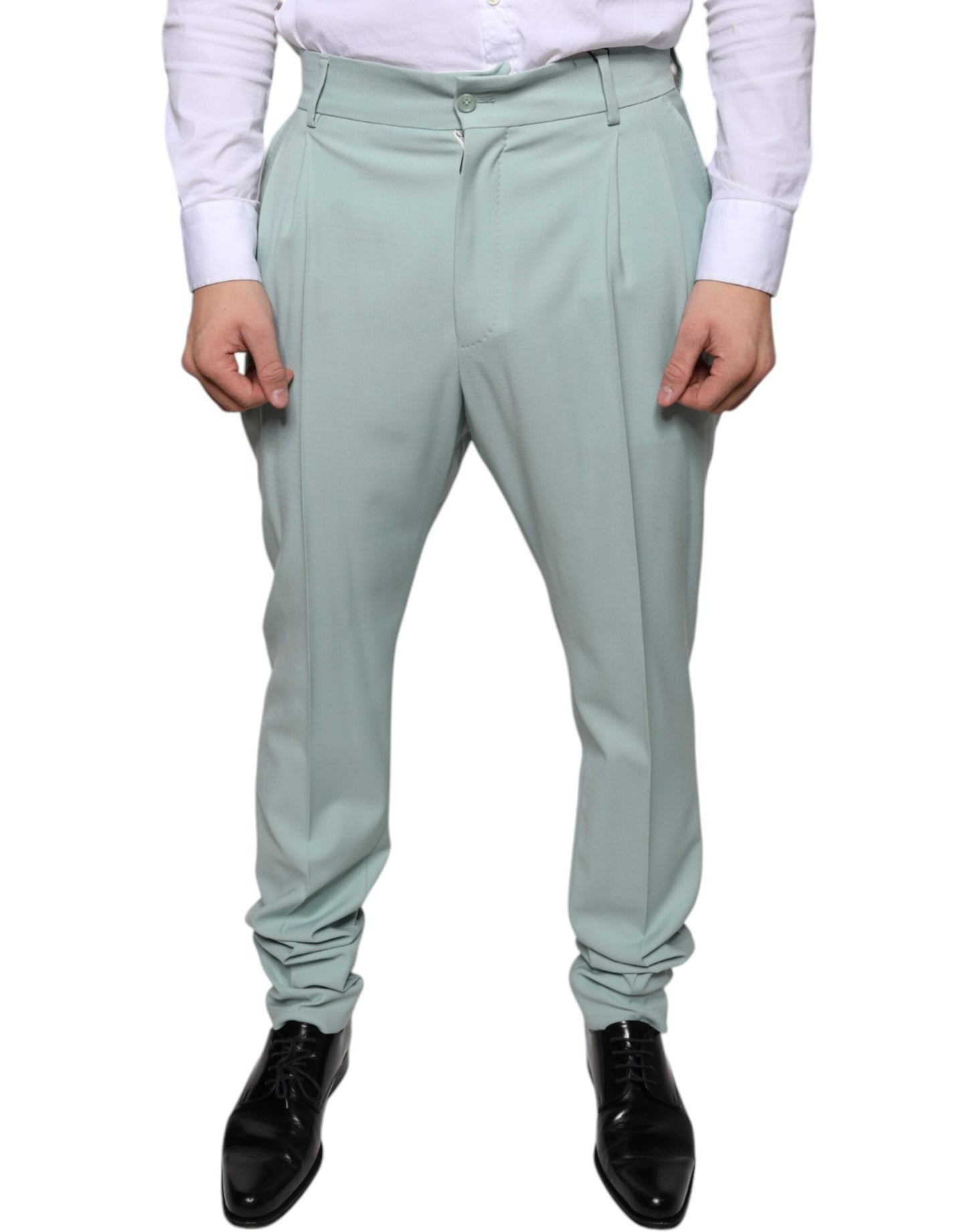 Dolce & Gabbana Mint Green Cotton Dress Pants Dolce & Gabbana