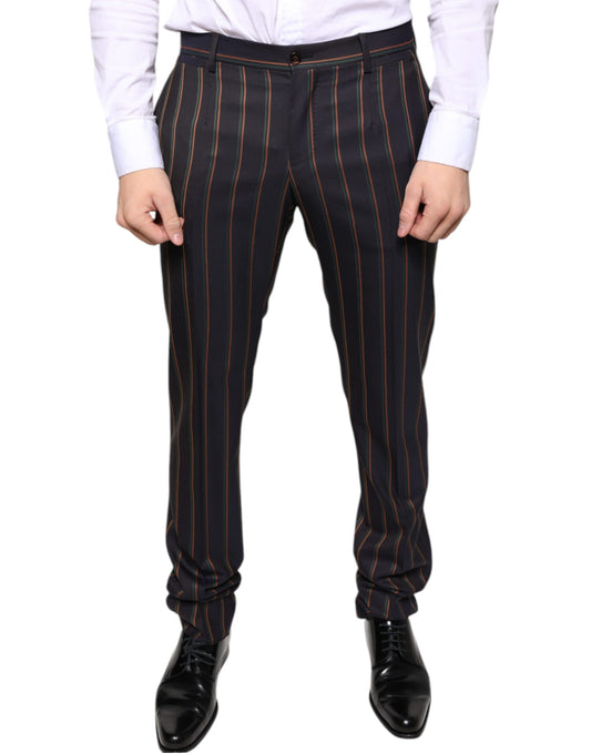 Dolce & Gabbana Brown Stripes Skinny Men Dress Pants Dolce & Gabbana