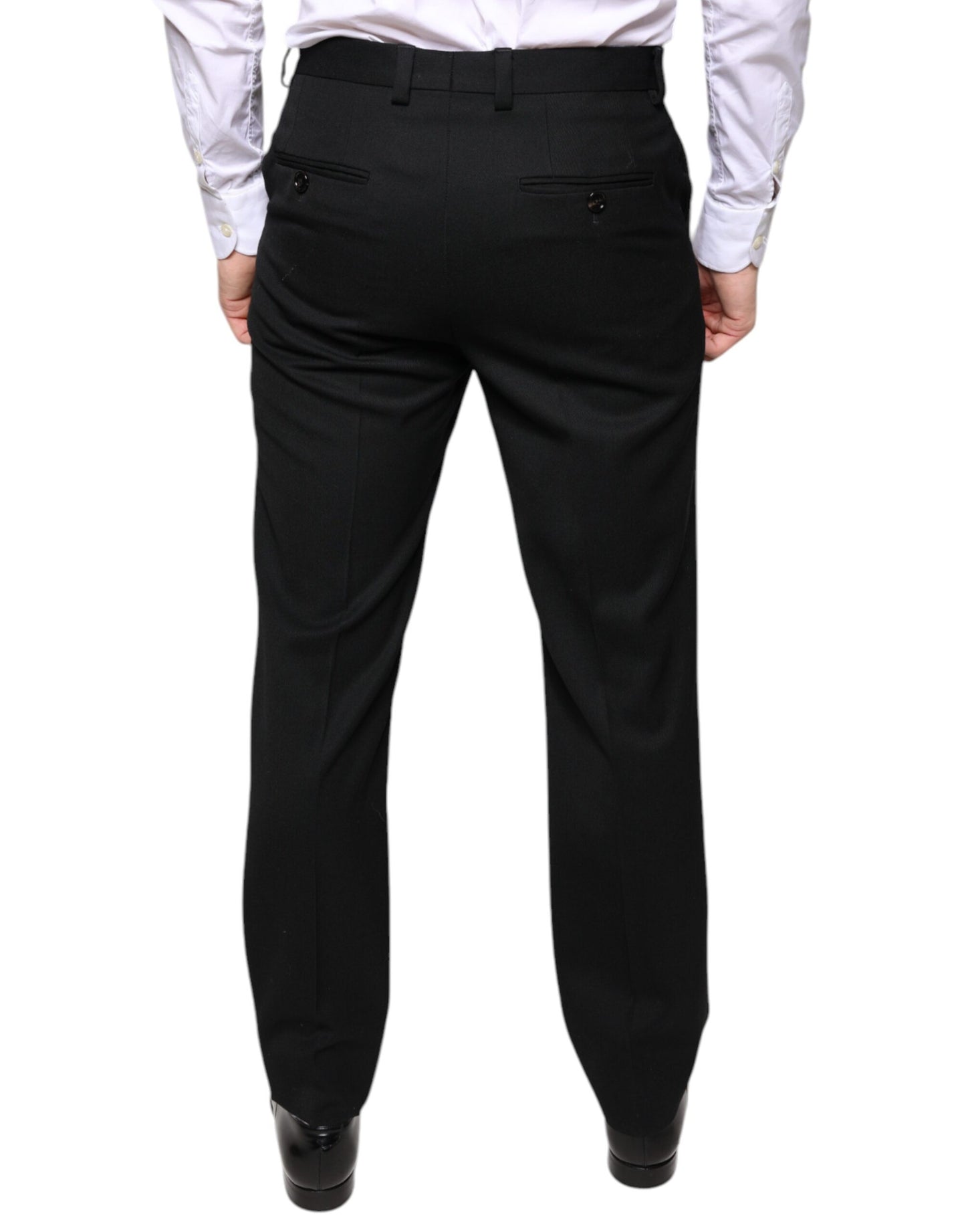 Dolce & Gabbana Black Wool Skinny Men Dress Pants Dolce & Gabbana