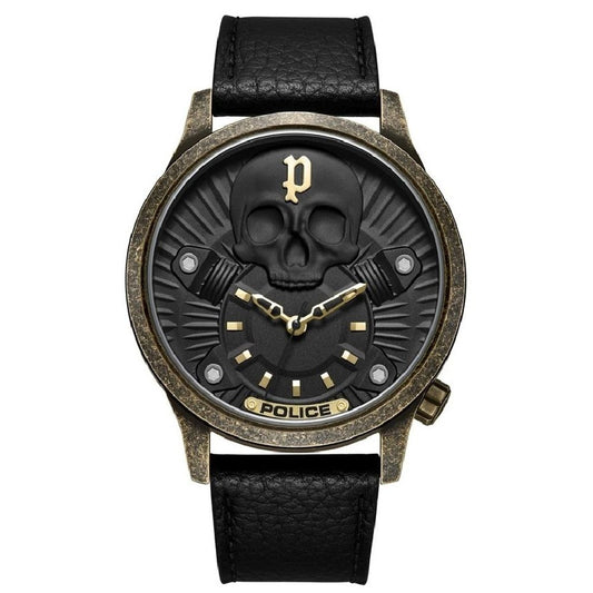 Police Black Leather Watch Police