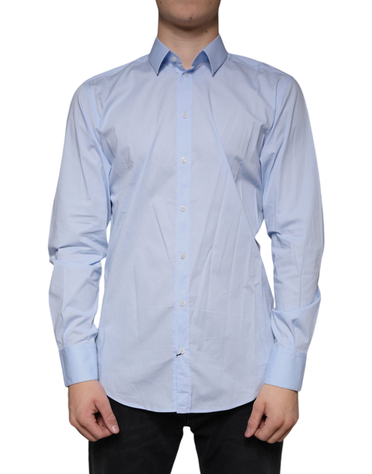 Dolce & Gabbana Light Blue MARTINI Cotton Dress Formal Shirt Dolce & Gabbana