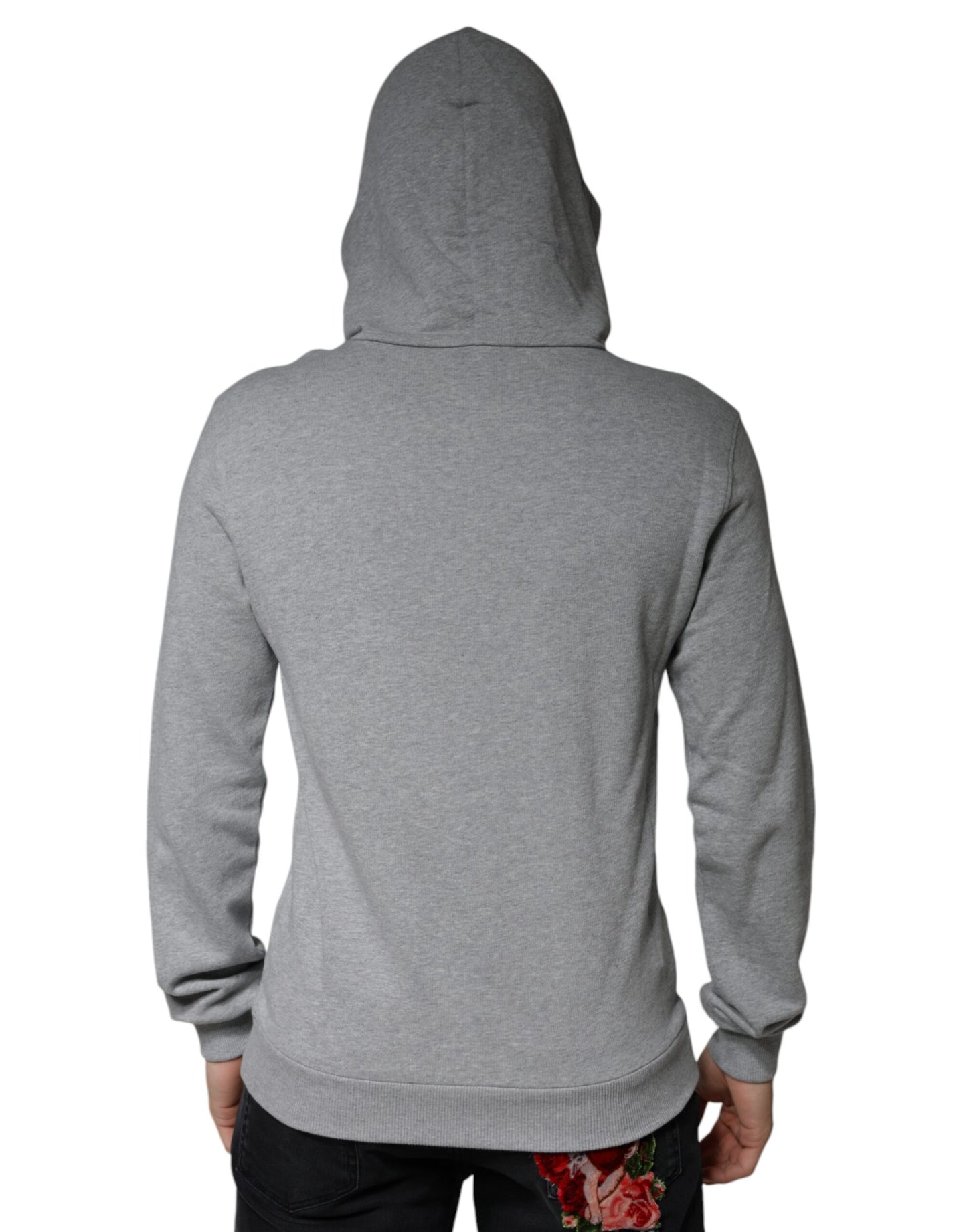 Dolce & Gabbana Gray Cotton Logo Hooded Sweatshirt Sweater Dolce & Gabbana