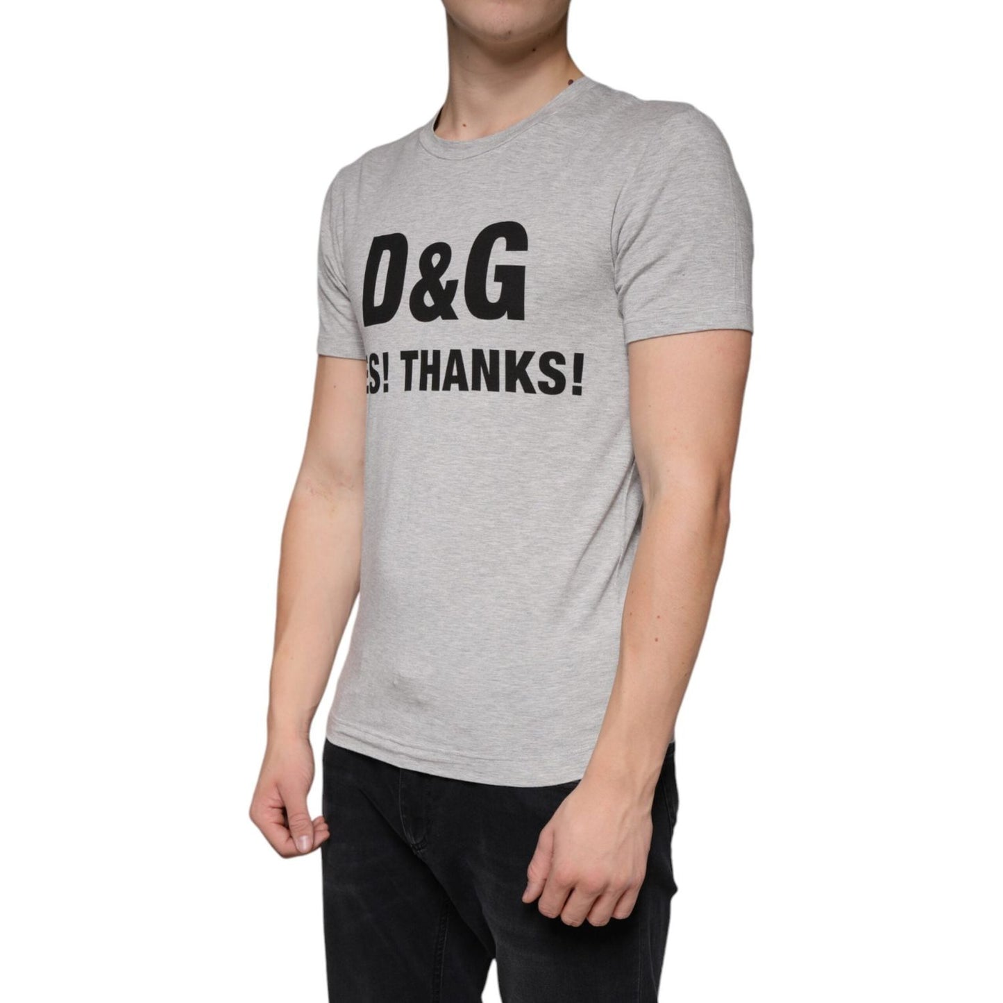 Dolce & Gabbana Gray Logo Print Crewneck Short Sleeve T-shirt Dolce & Gabbana