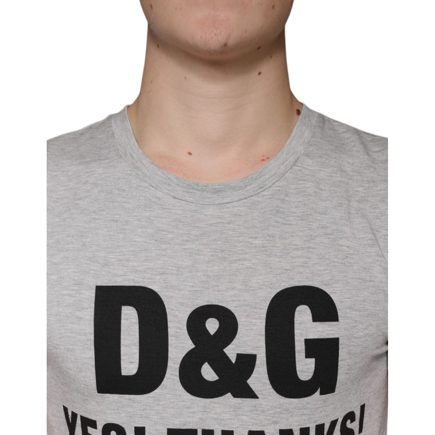 Dolce & Gabbana Gray Logo Print Crewneck Short Sleeve T-shirt Dolce & Gabbana