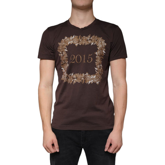 Dolce & Gabbana Brown New Year 2015 Cotton Crew Neck T-shirt Dolce & Gabbana