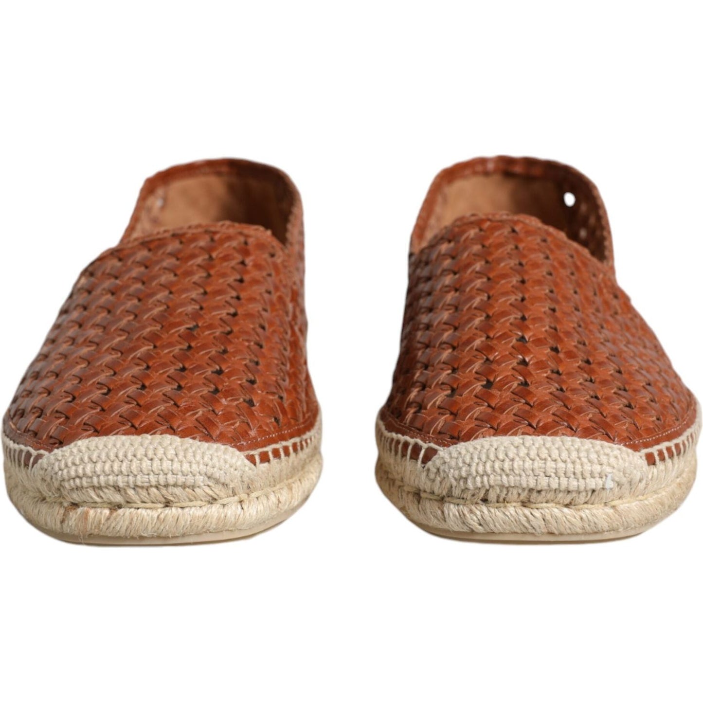 Dolce & Gabbana Maroon Woven Leather Men Espadrille Shoes Dolce & Gabbana