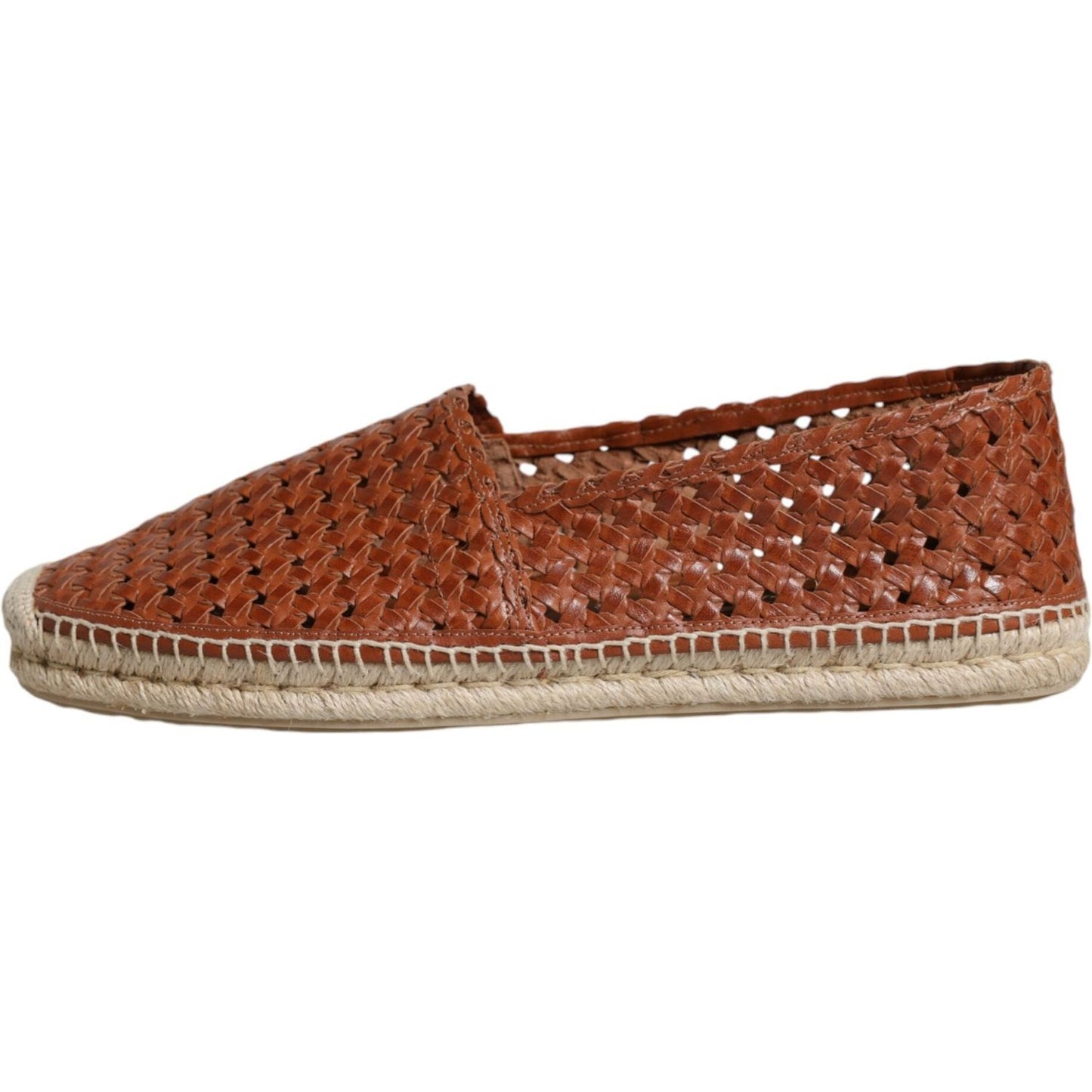 Dolce & Gabbana Maroon Woven Leather Men Espadrille Shoes Dolce & Gabbana