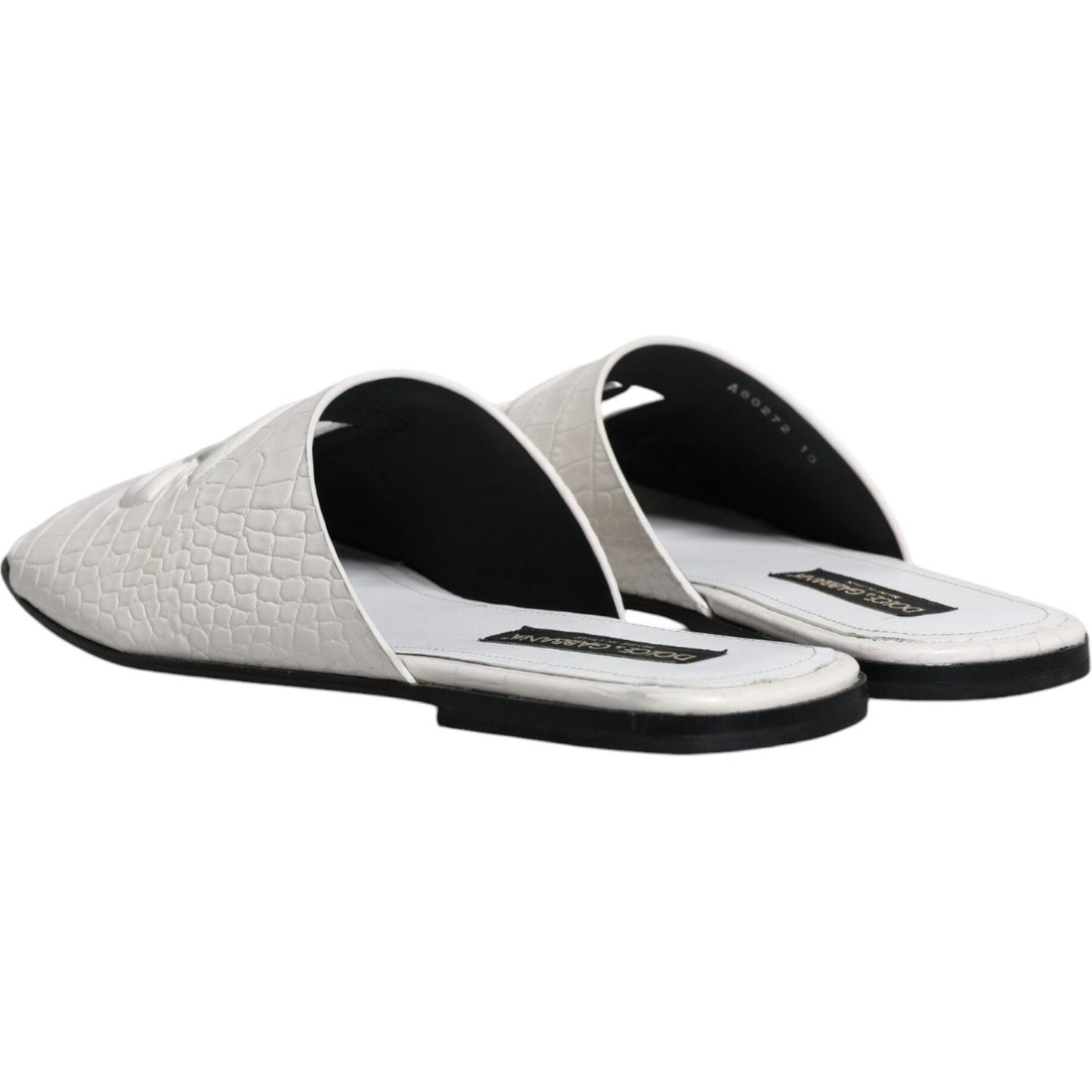 Dolce & Gabbana White DG Cut Out Leather Slides Sandals Shoes Dolce & Gabbana