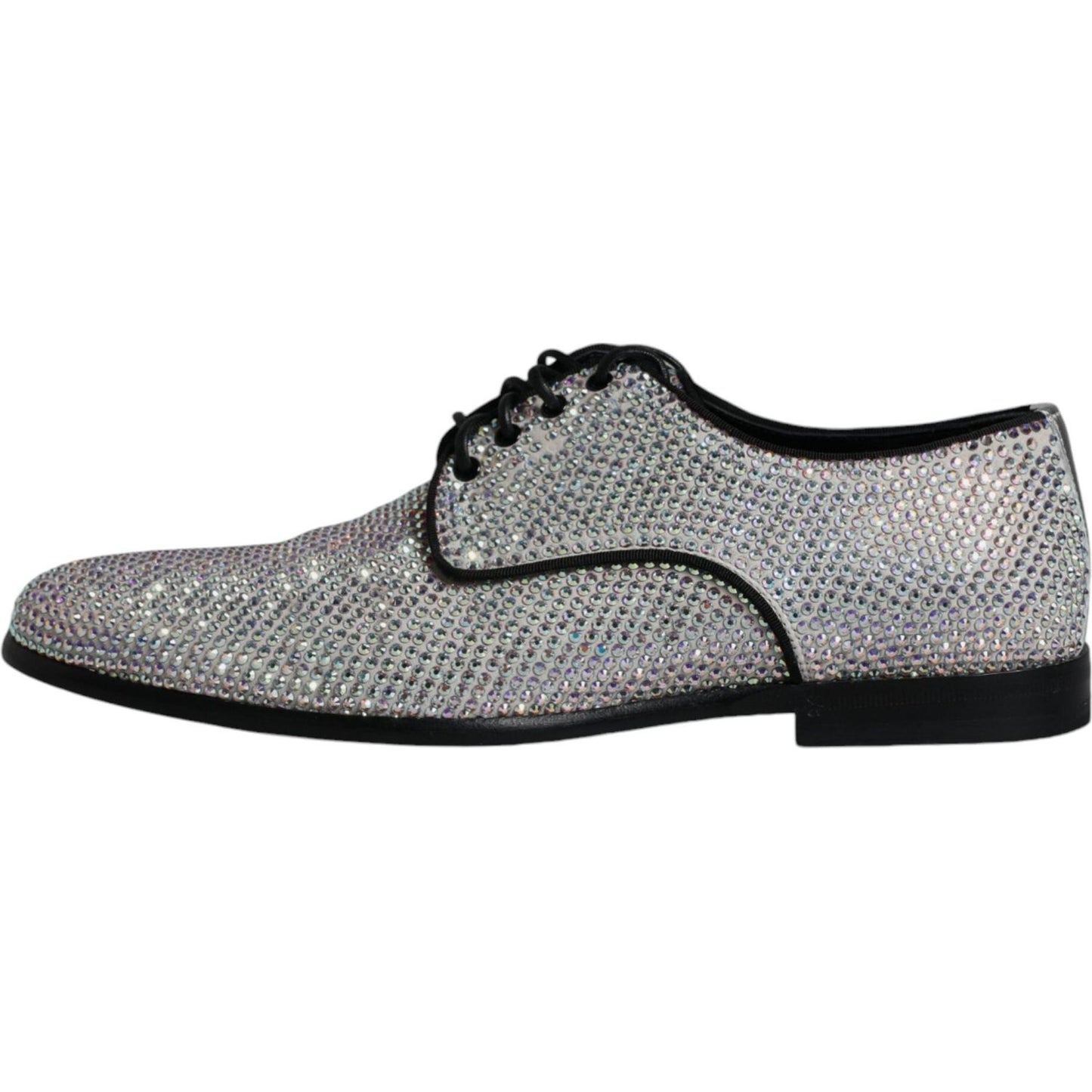 Dolce & Gabbana Silver Leather Rhinestones Derby Dress Shoes Dolce & Gabbana