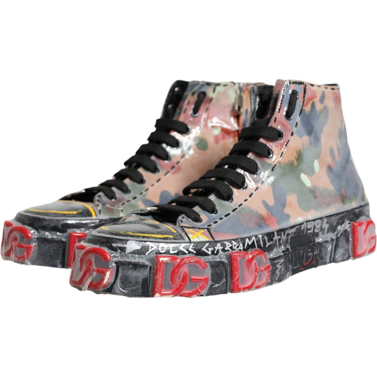 Dolce & Gabbana Multicolor Camouflage High Top Sneakers Shoes