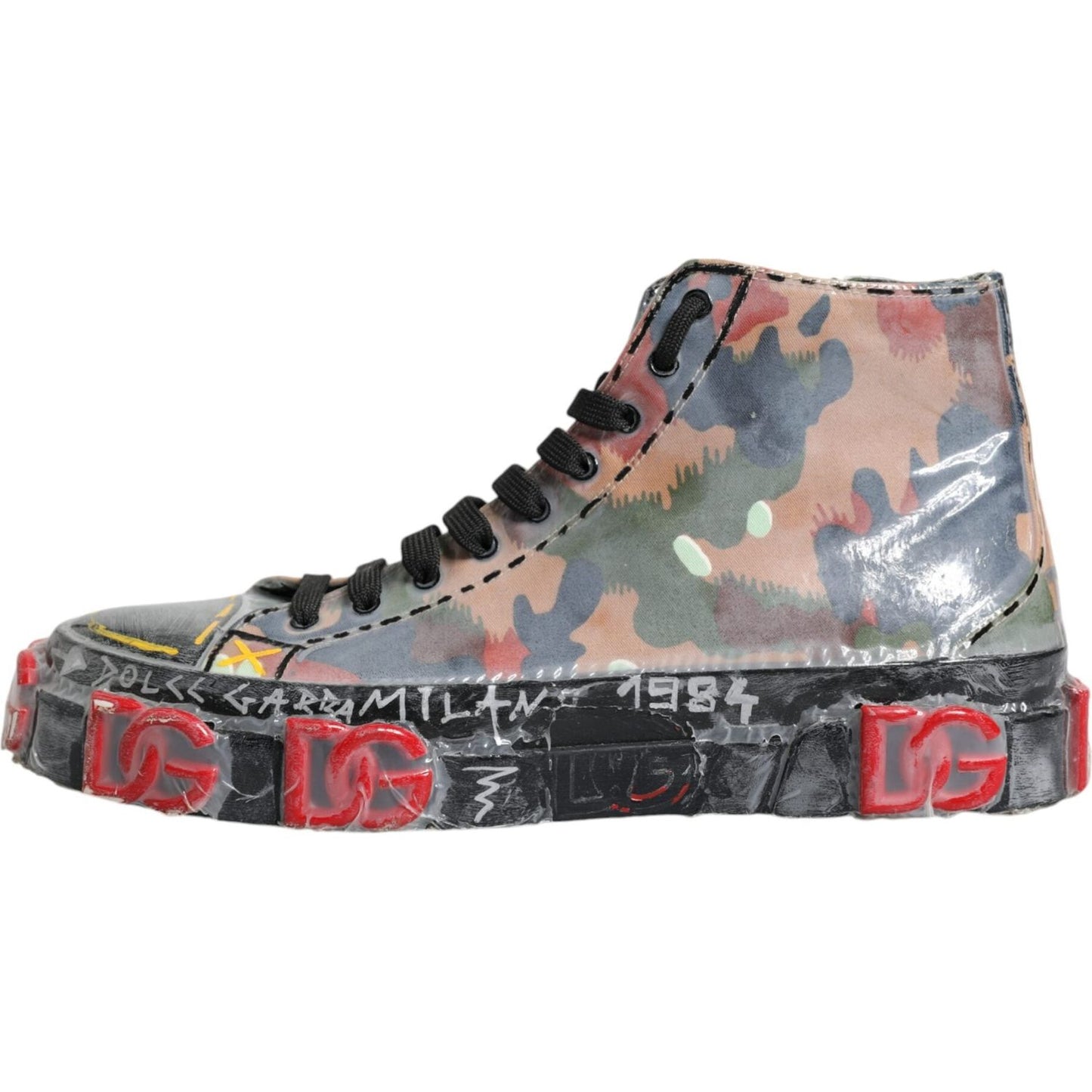 Dolce & Gabbana Multicolor Camouflage High Top Sneakers Shoes