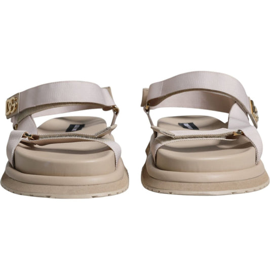 Dolce & Gabbana Beige Nappa Devotion Strap Men Sandals Shoes