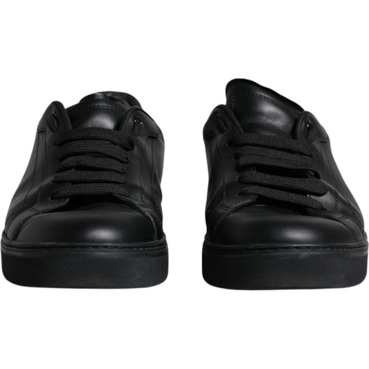 Dolce & Gabbana Black Leather Low Top Sneakers Shoes