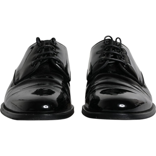 Dolce & Gabbana Black Leather Lace Up Men Derby Formal Shoes