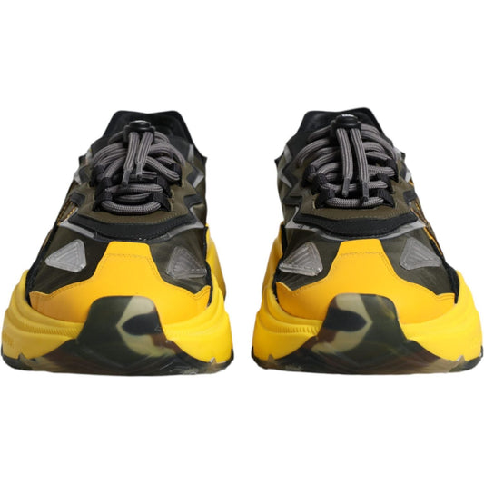 Dolce & Gabbana Black Yellow Leather Daymaster Sneakers Shoes