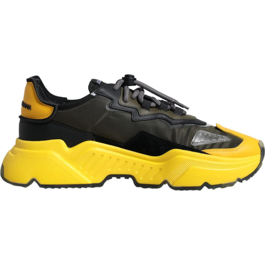 Dolce & Gabbana Black Yellow Leather Daymaster Sneakers Shoes