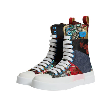 Dolce & Gabbana Multicolor Patchwork High Top Sneakers Shoes