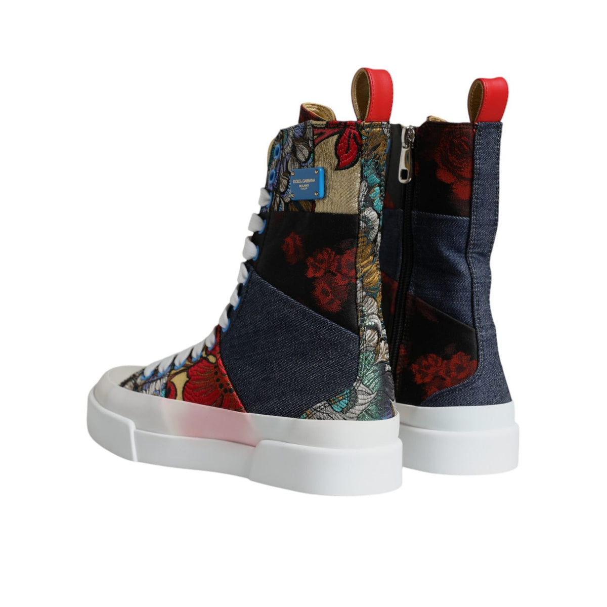 Dolce & Gabbana Multicolor Patchwork High Top Sneakers Shoes
