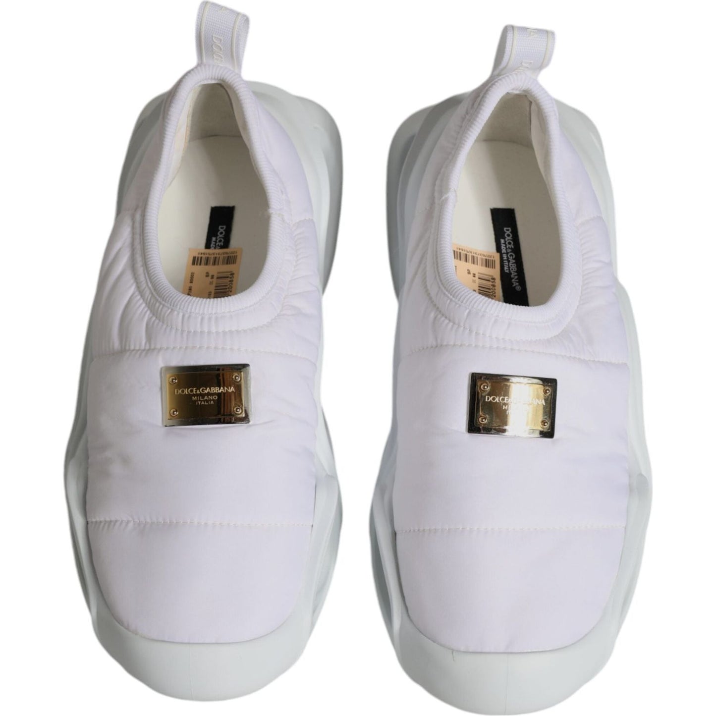 Dolce & Gabbana White Padded Fabric Low Top Sneakers Shoes Dolce & Gabbana