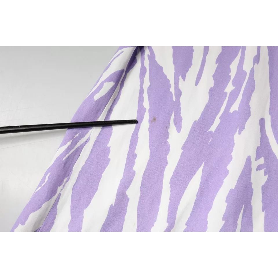 MSGM White Purple Patterned Viscose Short Sleeves Maxi Dress