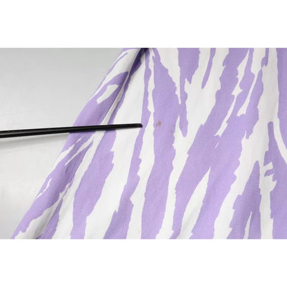 MSGM White Purple Patterned Viscose Short Sleeves Maxi Dress