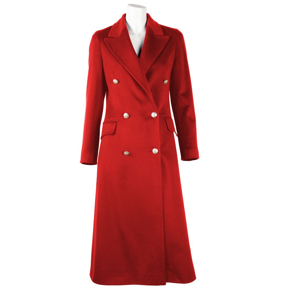 Made in Italy Red Wool Vergine Jackets & Coat Made in Italy