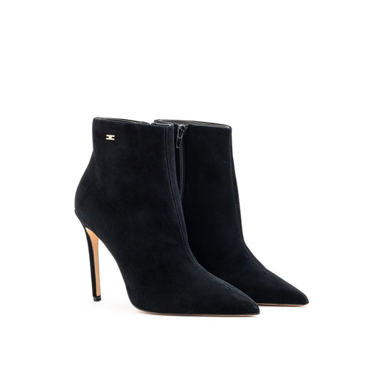 Elisabetta Franchi Black Leather Scamociata Boot Elisabetta Franchi