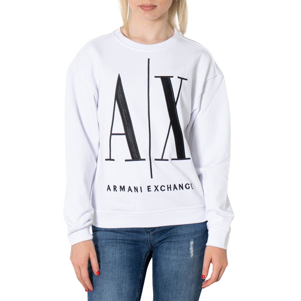 Armani Exchange White Cotton Sweater Armani Exchange