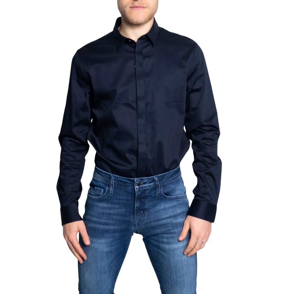 Armani Exchange Blue Cotton Shirt Armani Exchange