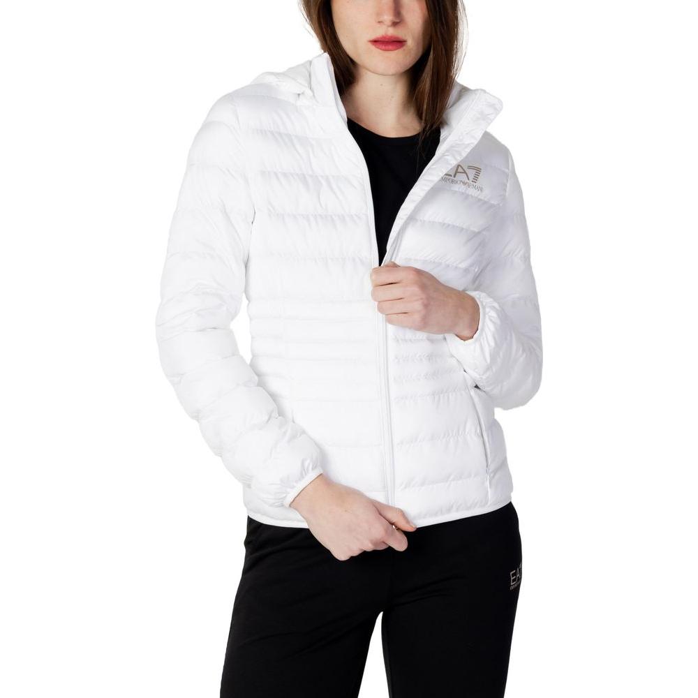 EA7 Emporio Armani White Polyester Jackets & Coat EA7 Emporio Armani