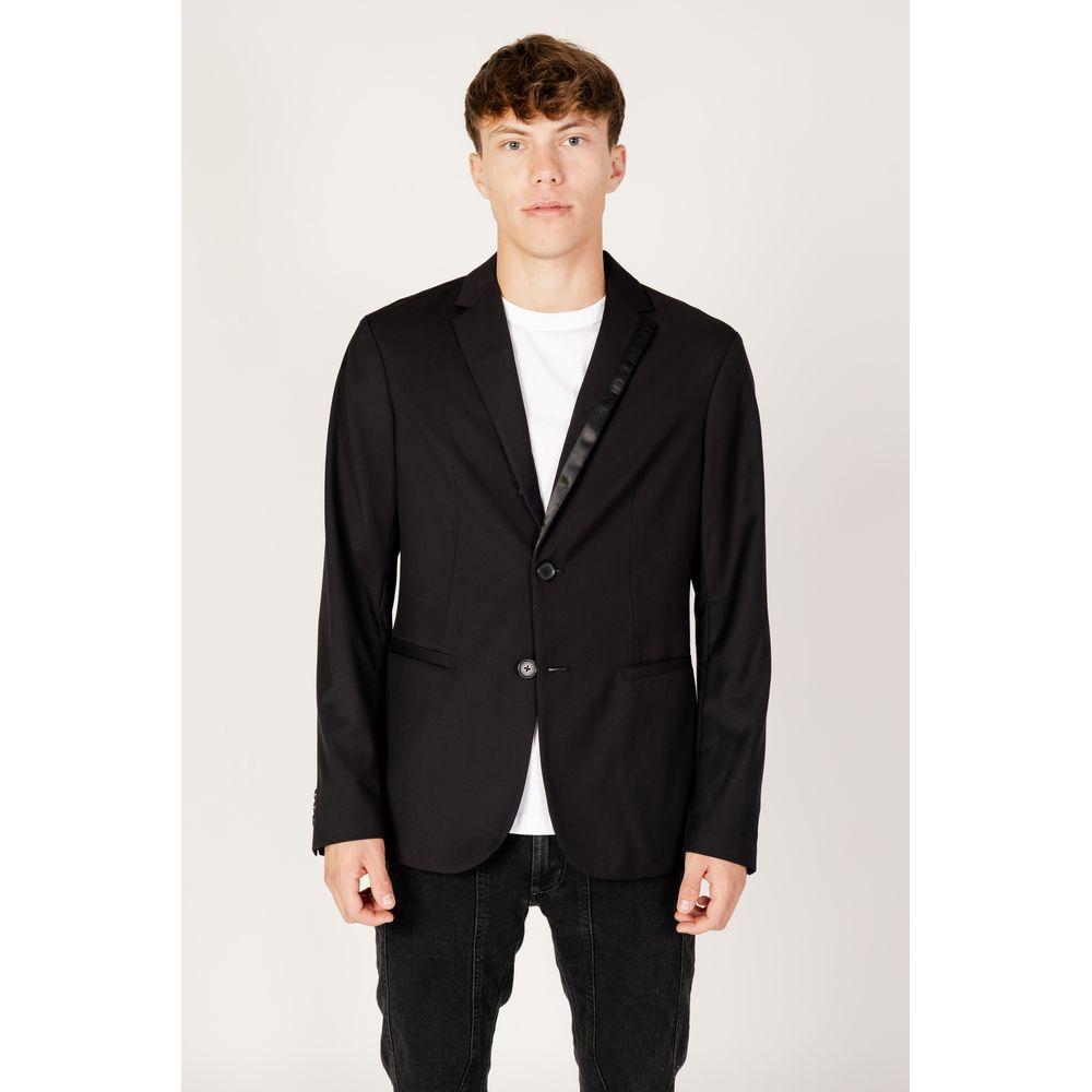 Armani Exchange Black Polyester Blazer Armani Exchange