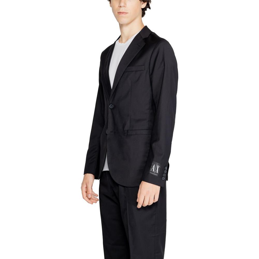 Armani Exchange Black Polyester Blazer Armani Exchange