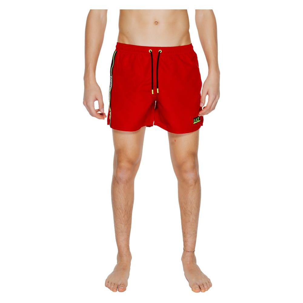 EA7 Emporio Armani Red Polyester Swimwear EA7 Emporio Armani