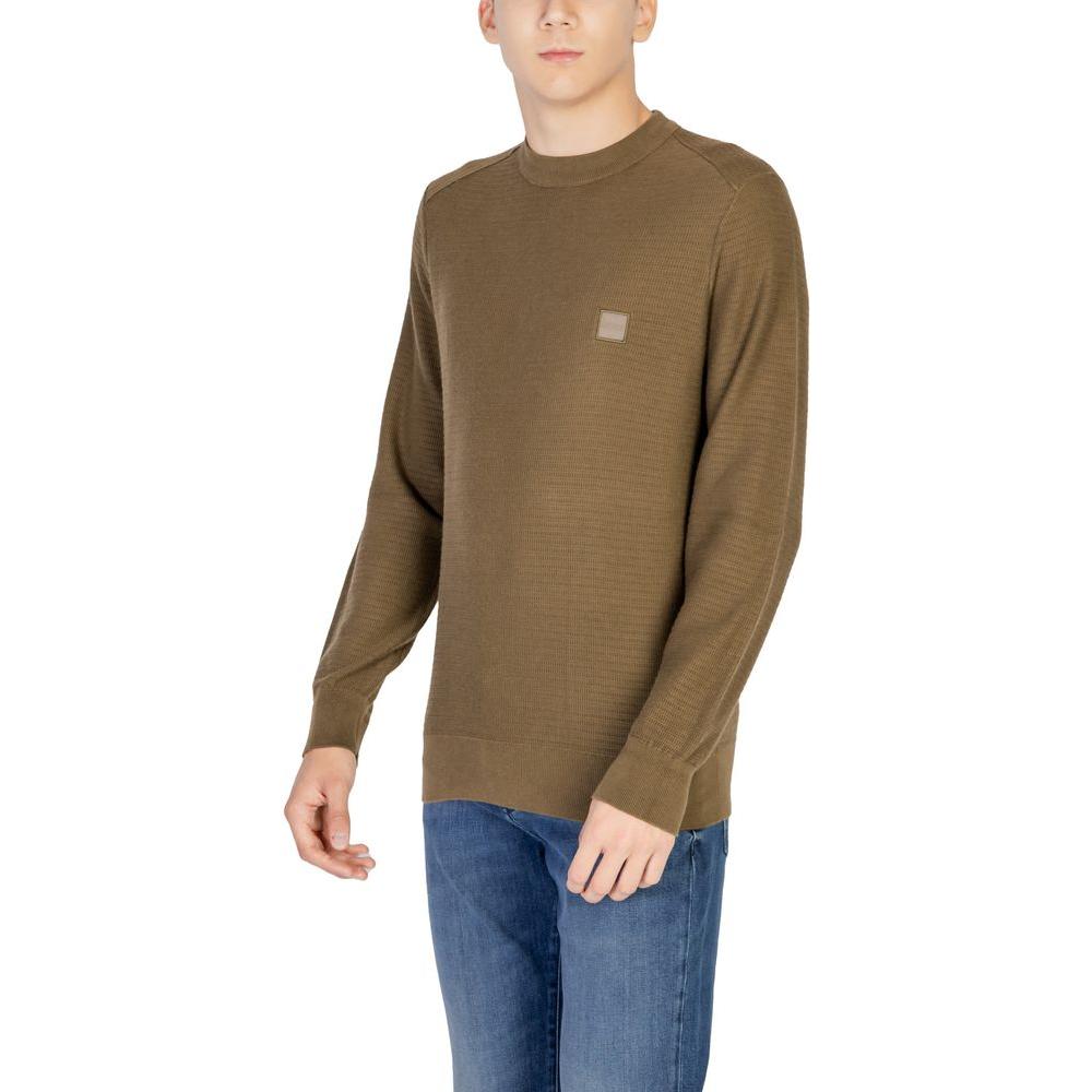 Hugo Boss Green Cotton Sweater Hugo Boss