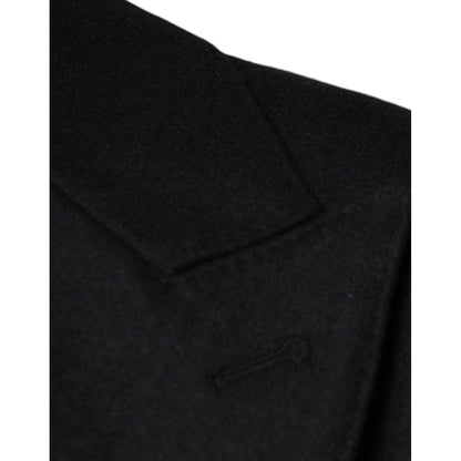 Dolce & Gabbana Black Wool Double Breasted Men Coat Jacket