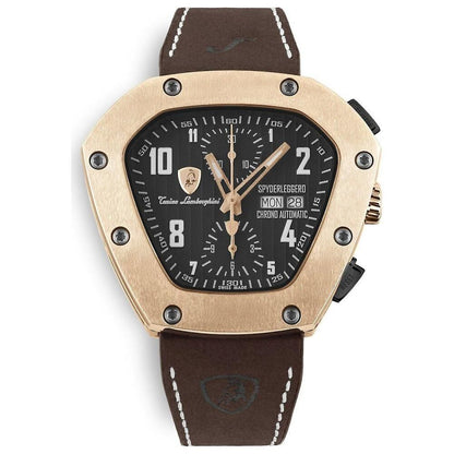 Lamborghini Black Leather Dress Watch