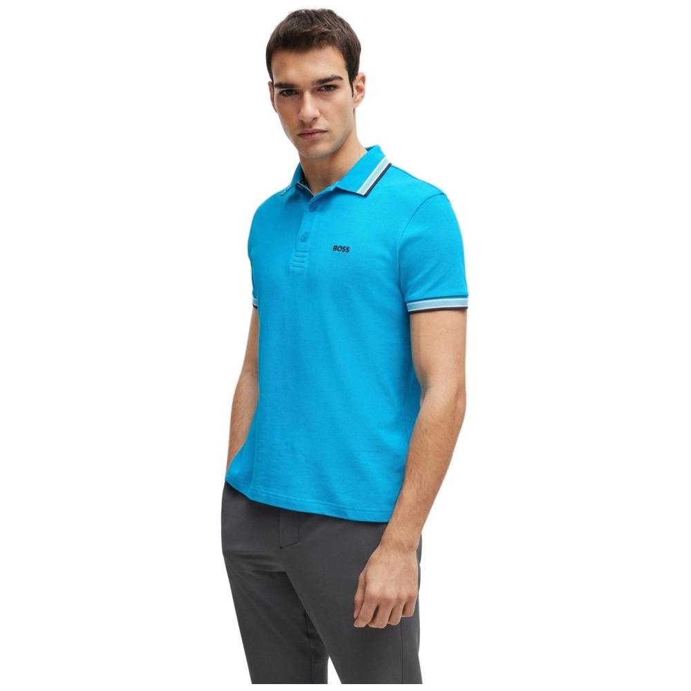 Hugo Boss Turquoise Cotton Polo Shirt Hugo Boss