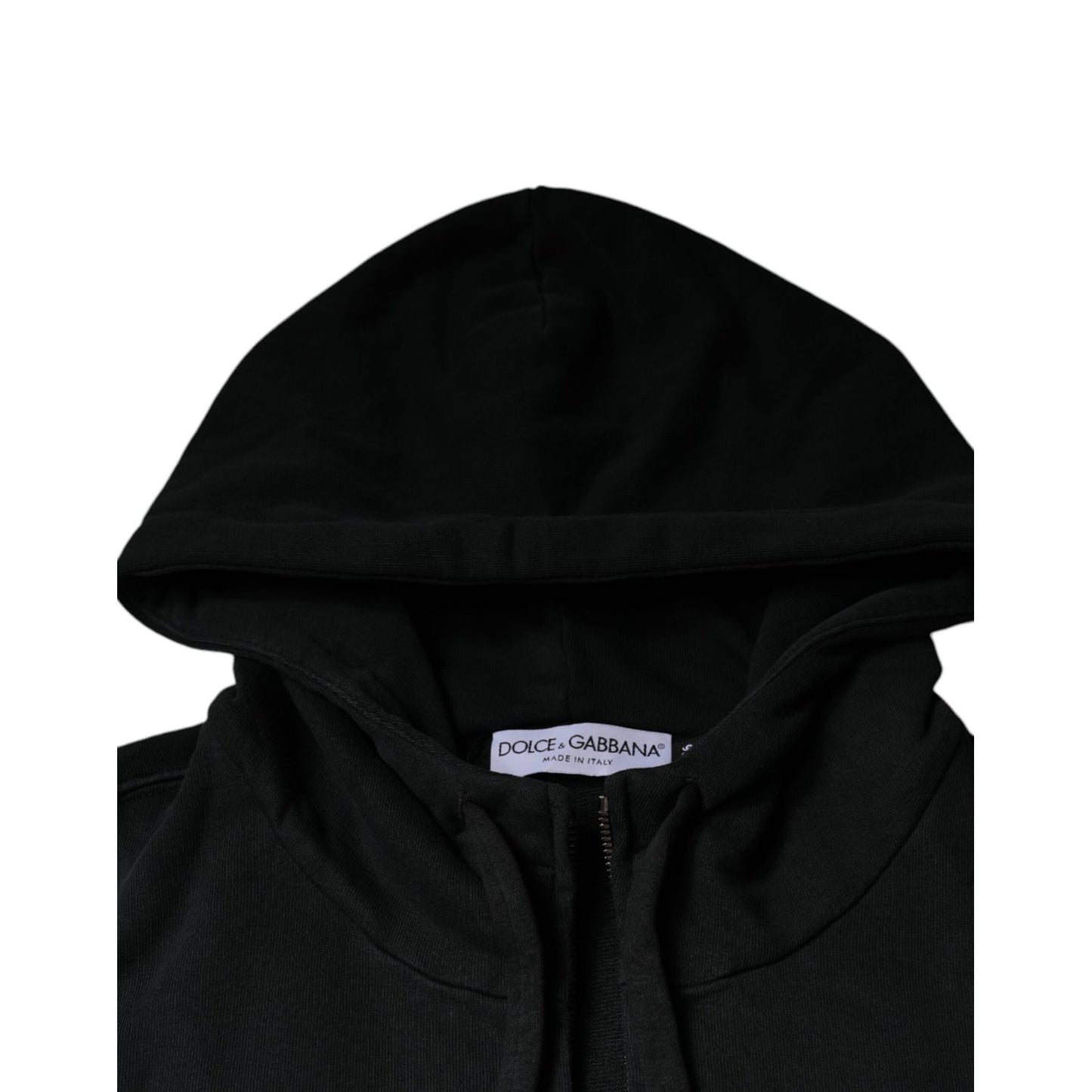 Dolce & Gabbana Black Logo Plaque Hooded Full Zip Sweater