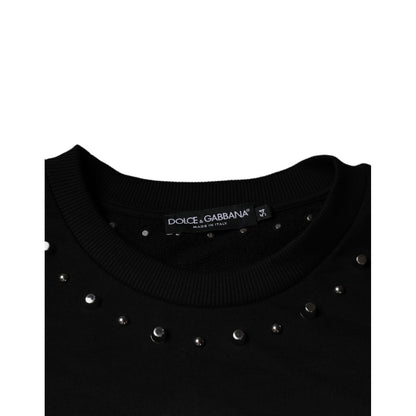 Dolce & Gabbana Black Logo Stud Pullover Sweatshirt Sweater
