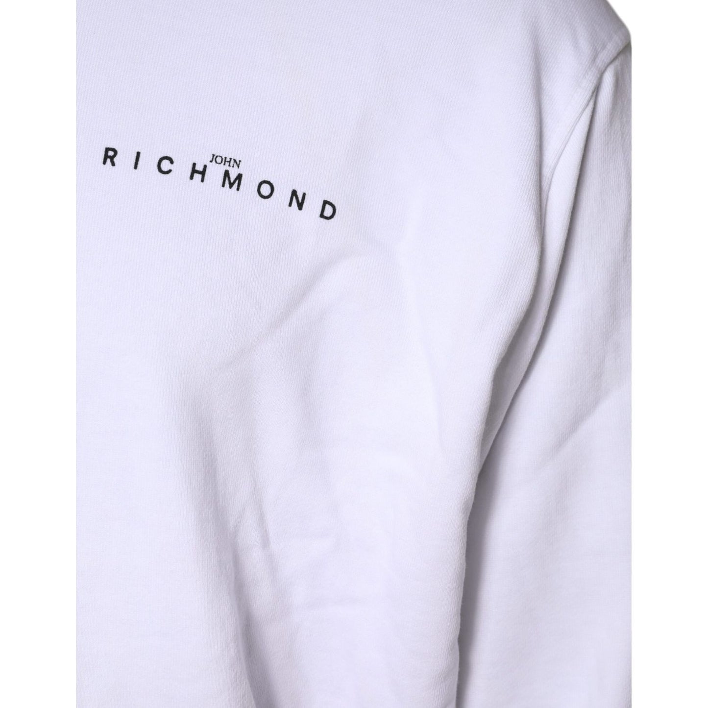 John Richmond White Logo Cotton Hooded Sweatshirt Sweater