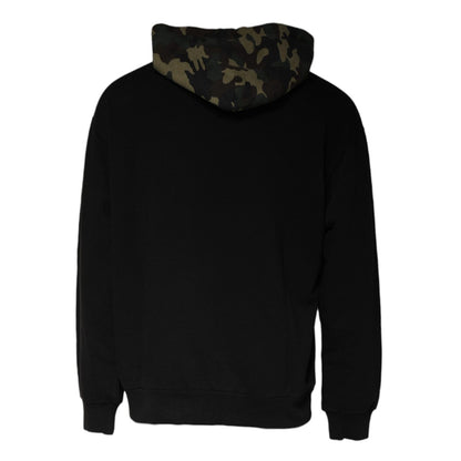 Dolce & Gabbana Black Camouflage Hooded Sweatshirt Sweater
