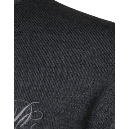Dolce & Gabbana Dark Gray Wool Crew Neck Pullover Sweater